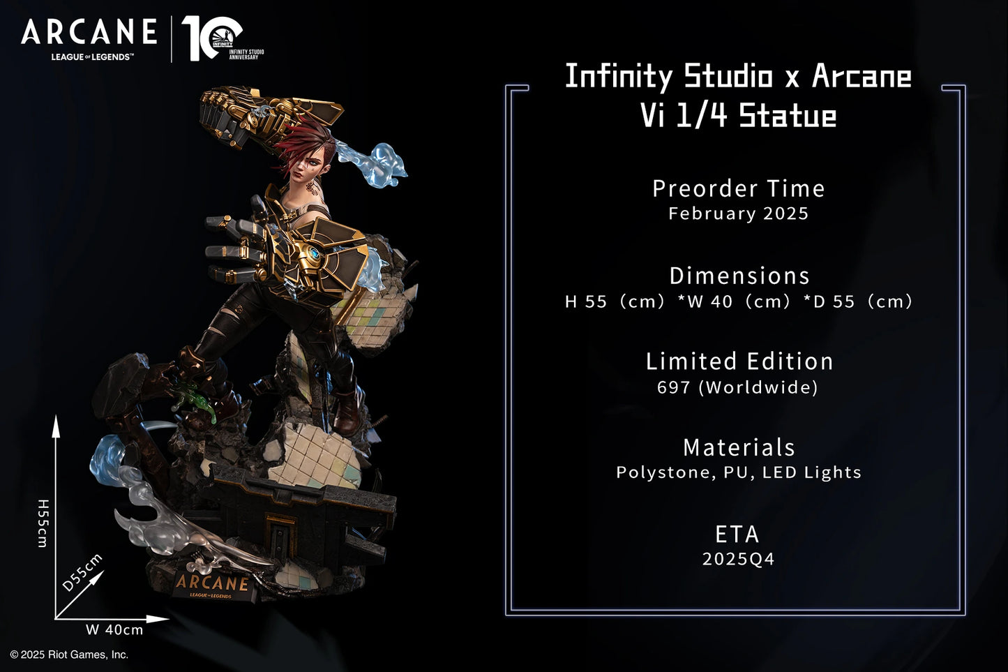 Preventa Resina Vi Figura League Of Legends "Arcane" Infinity (Licencia) Estudio