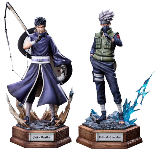 Preventa Resina Kakashi & Obito  Figura Naruto Unique Art (Licencia) Estudio