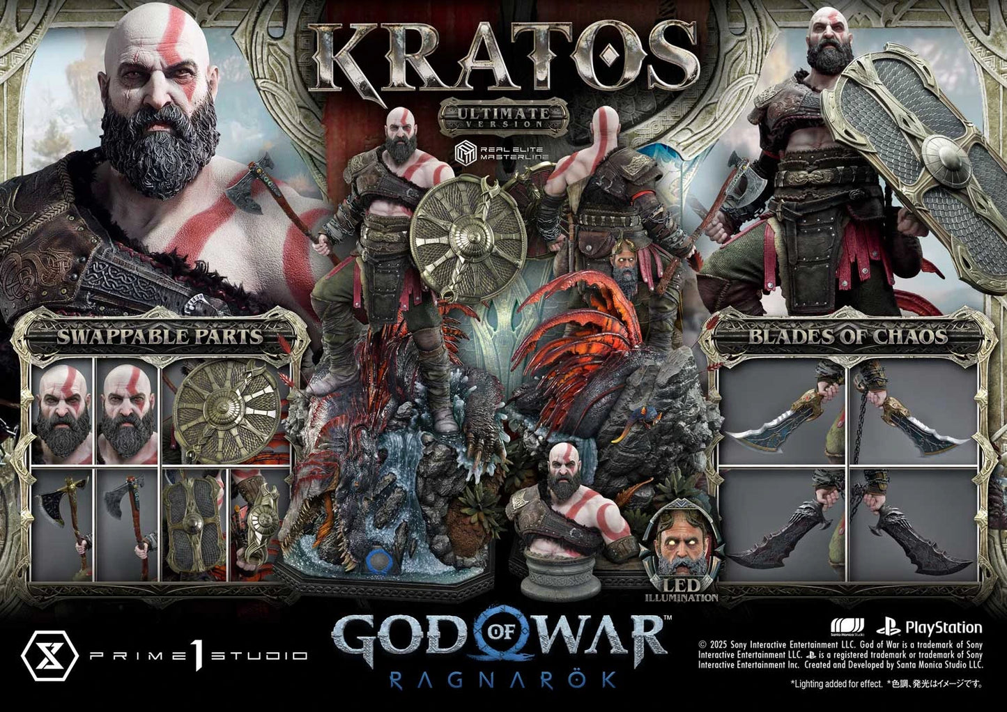 Preventa Resina Kratos Figura God of War "Ragnarok" Prime 1 (Licencia) Estudio