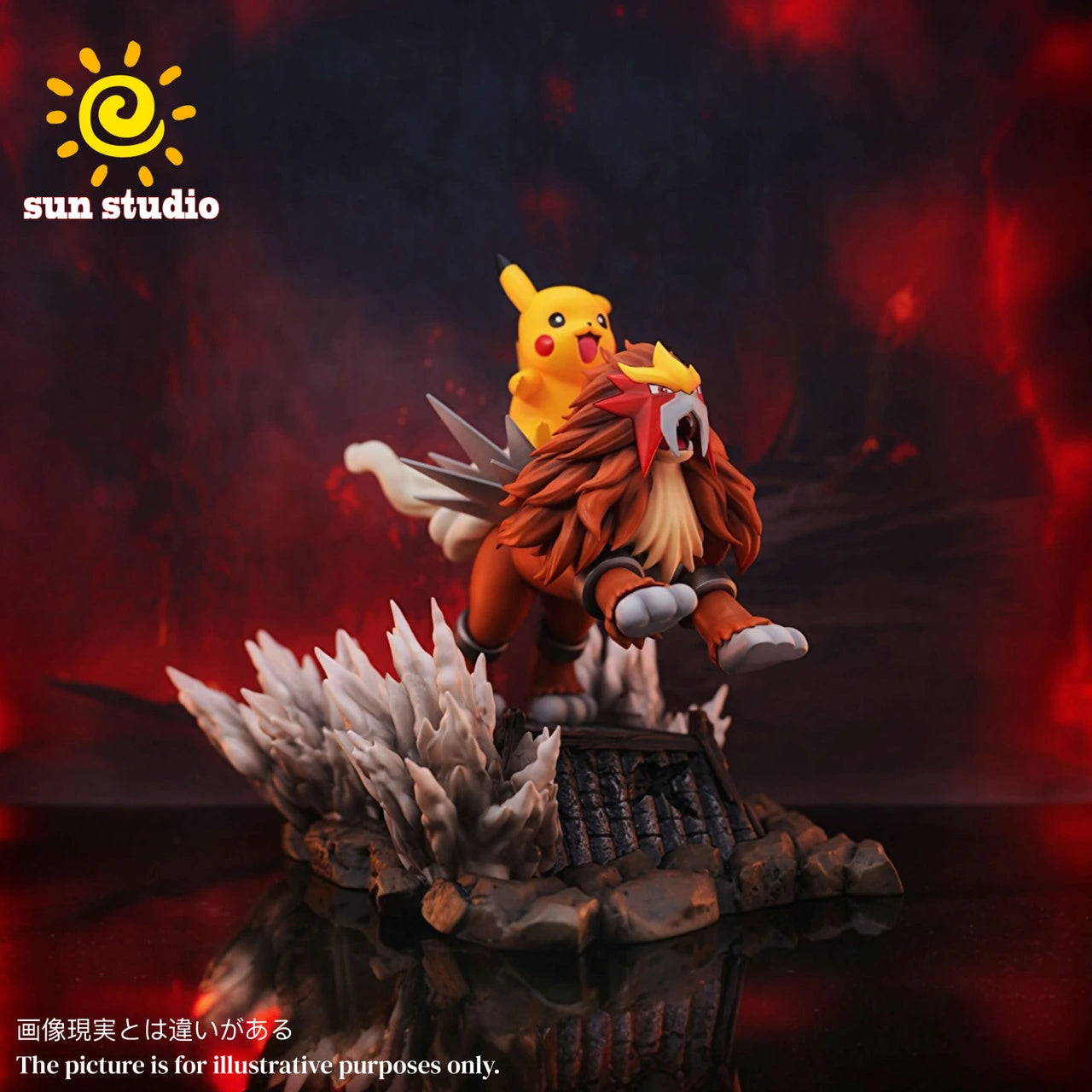 Preventa Resina Pikachu & Entei Figura Pokémon Sun Estudio