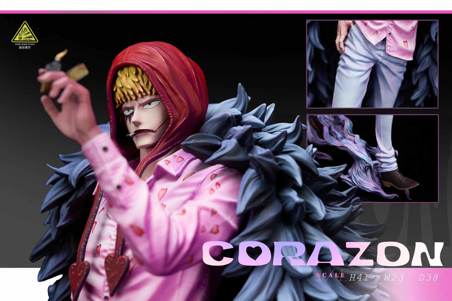 Preventa Resina Corazon, Doflamingo & Law Figura One Piece SuperBomb Estudio