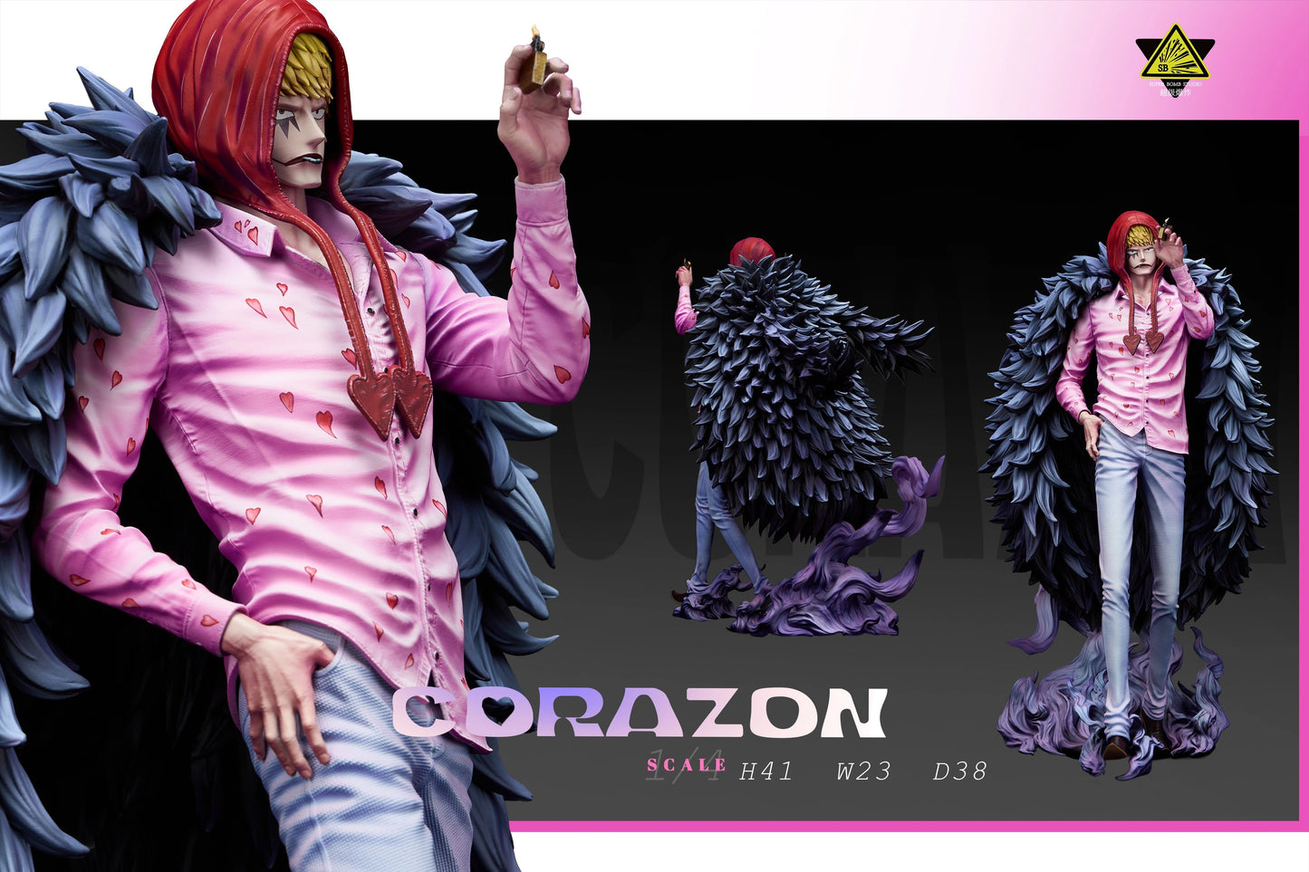 Preventa Resina Corazon, Doflamingo & Law Figura One Piece SuperBomb Estudio