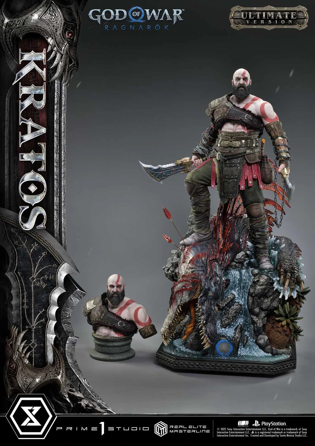 Preventa Resina Kratos Figura God of War "Ragnarok" Prime 1 (Licencia) Estudio