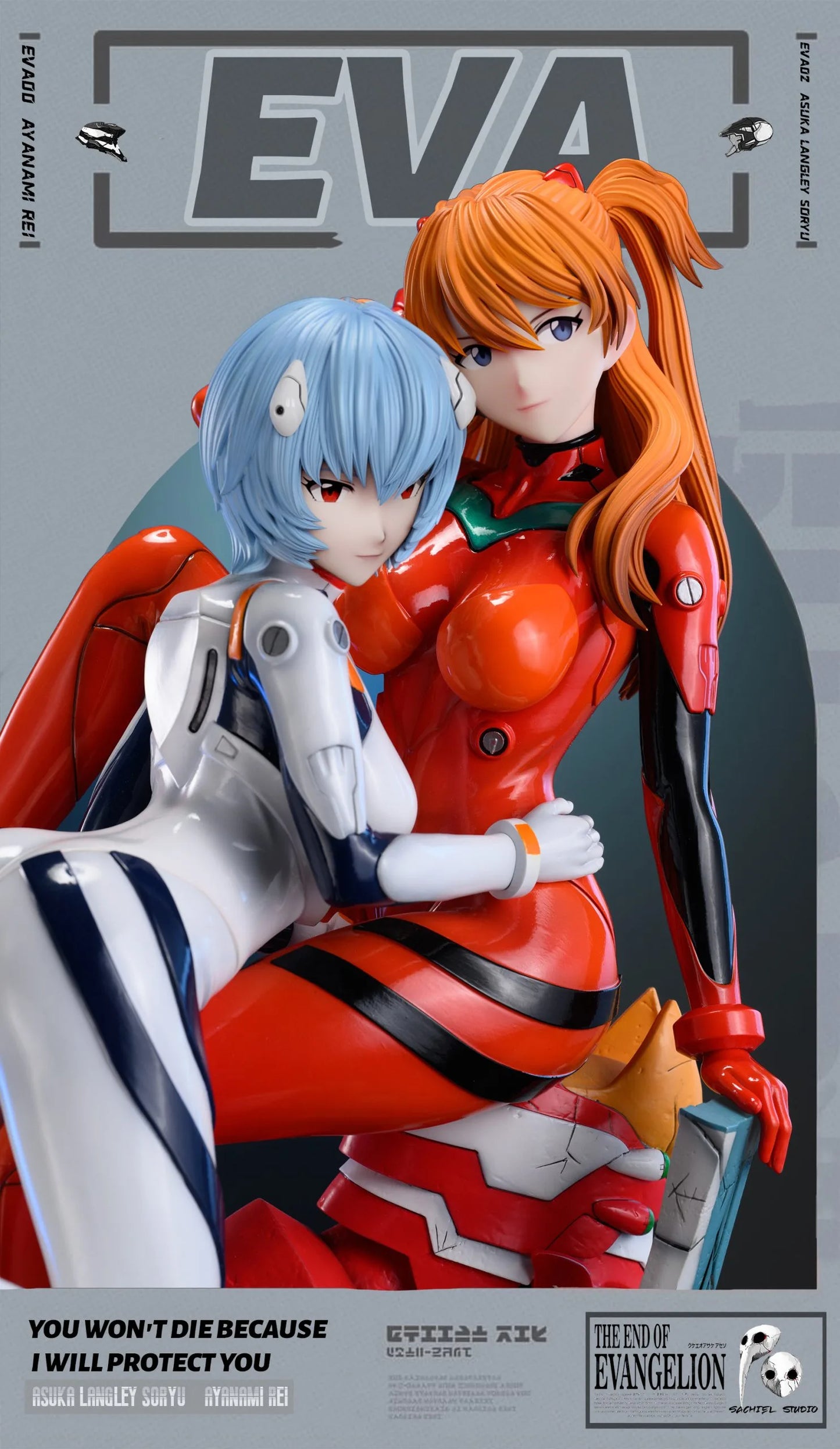 Preventa Resina Asuka Langley & Rei Ayanami Figura Neon Genesis Evangelion SACHIEL Estudio